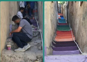 نشاط اجتماعی با پله‌های رنگارنگ محله‌های کم برخوردار؛ طرح سی‌رنگ به محلات شیراز رونقی دوباره می‌دهد