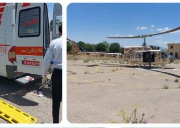 پرواز بالگرد اورژانس فارس برای نجات مصدوم حادثه ترافیکی