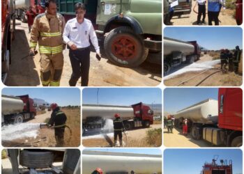 رفع خطر از تانکر در حال نشت مواد شیمیایی توسط نیروهای آتش نشان 3 رفع خطر از تانکر در حال نشت مواد شیمیایی توسط نیروهای آتش نشان