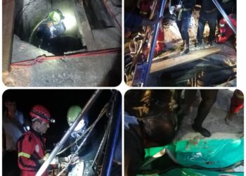 جسد کارگر مقنی،درون چاه 70 متری با تلاش آتش نشانان خارج شد