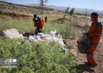 پاکسازی پسماند بزرگراه شهدای قشقایی محور شیراز – خانه زنیان